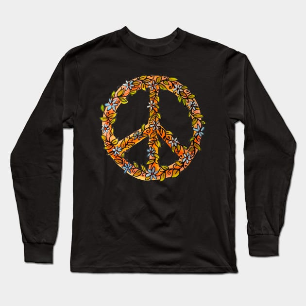 Flower Power Peace Sign Long Sleeve T-Shirt by Heartsake